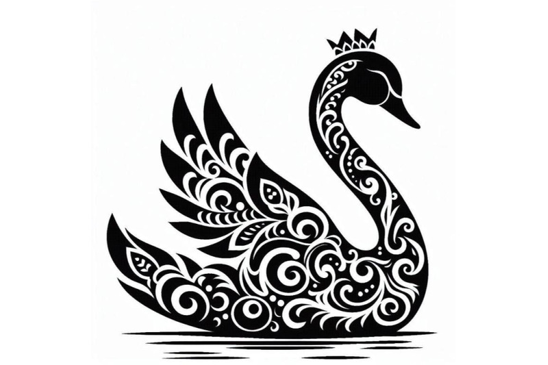 black-and-white-swan-with-carved