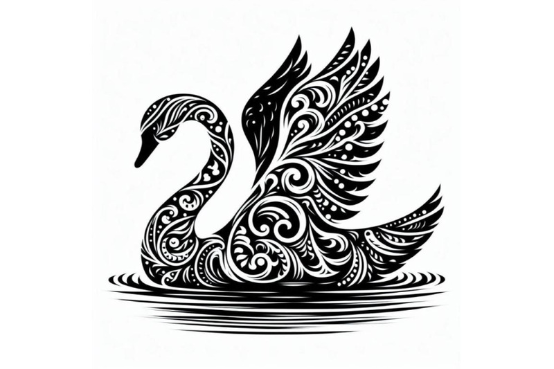 black-and-white-swan-with-carved