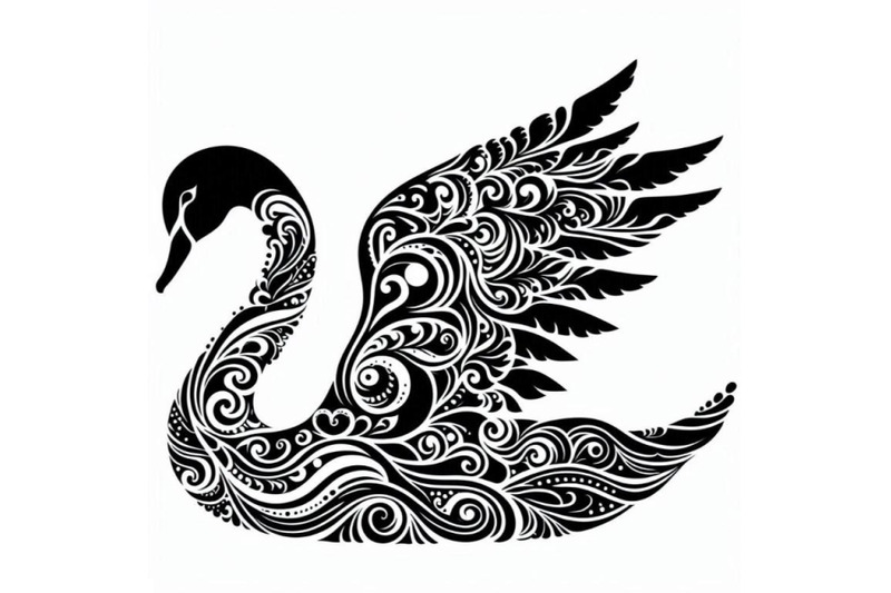 black-and-white-swan-with-carved