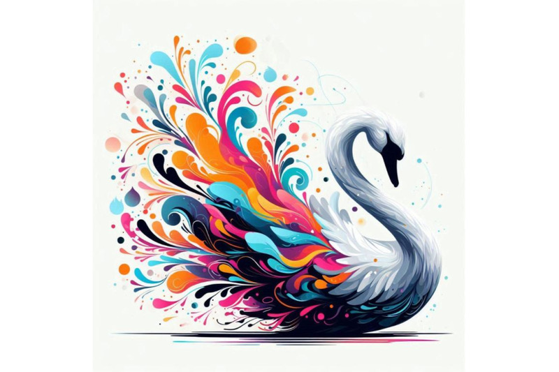 digital-art-abstract-colorful-swan