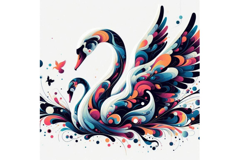 digital-art-abstract-colorful-swan