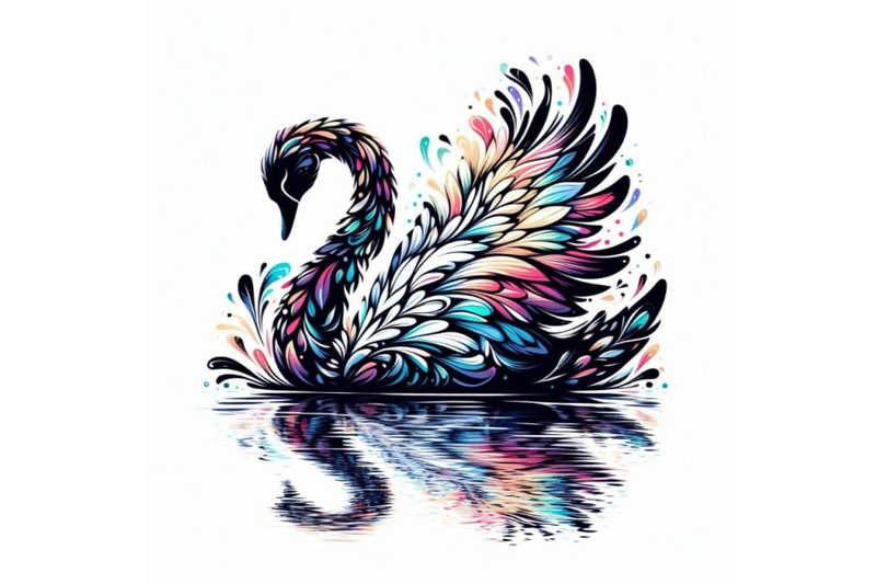 abstract-swan-art-iridescent-plumage-bird