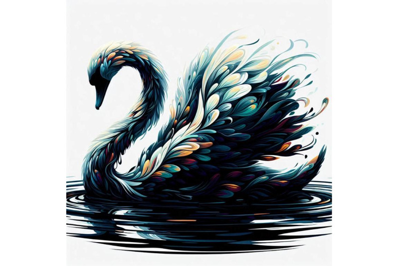 abstract-swan-art-iridescent-plumage-bird