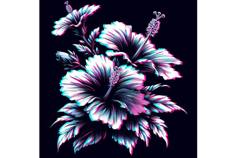 hibiscus-in-glitch-art-style-on-dark-backgr