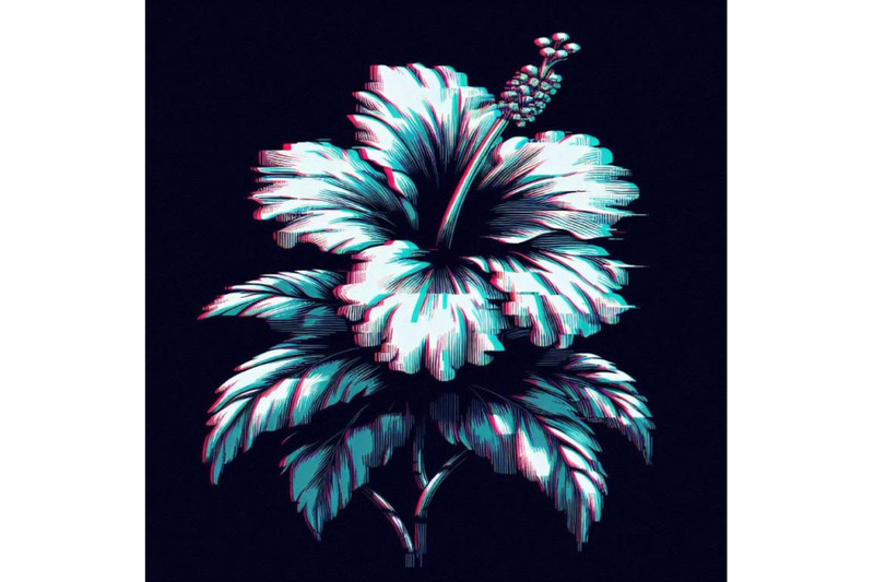 hibiscus-in-glitch-art-style-on-dark-backgr