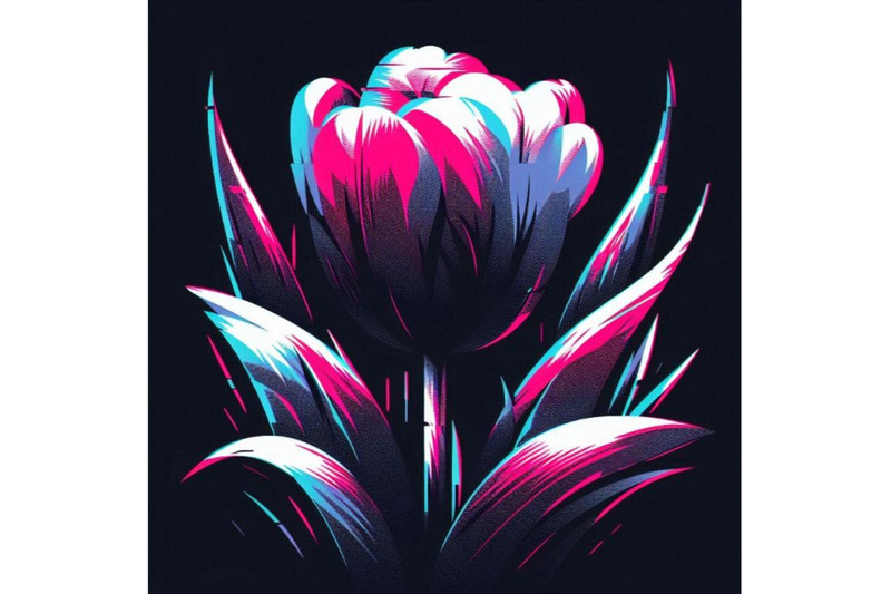 tulip-in-glitch-art-style-on-dark-background