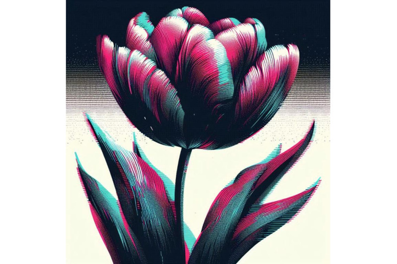 tulip-in-glitch-art-style-on-dark-background