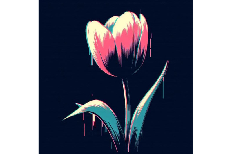 tulip-in-glitch-art-style-on-dark-background