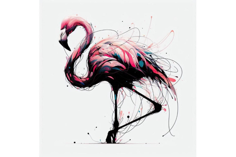 flamingo-abstract-art-brut-animal-characte