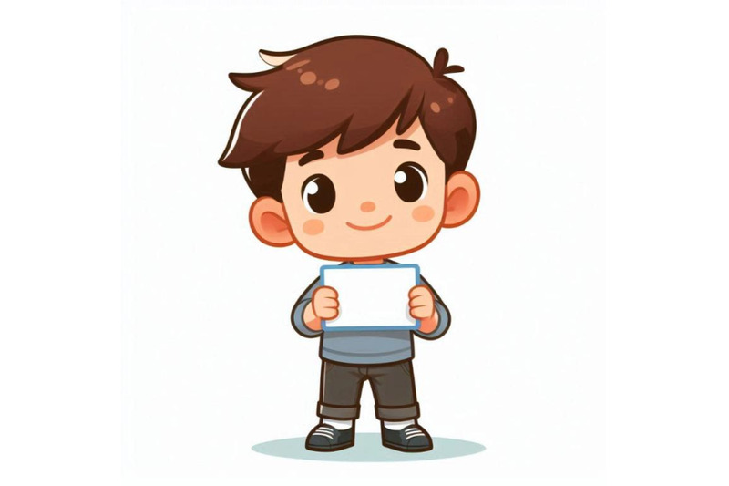 cartoon-kid-holding-a-blank-business-card