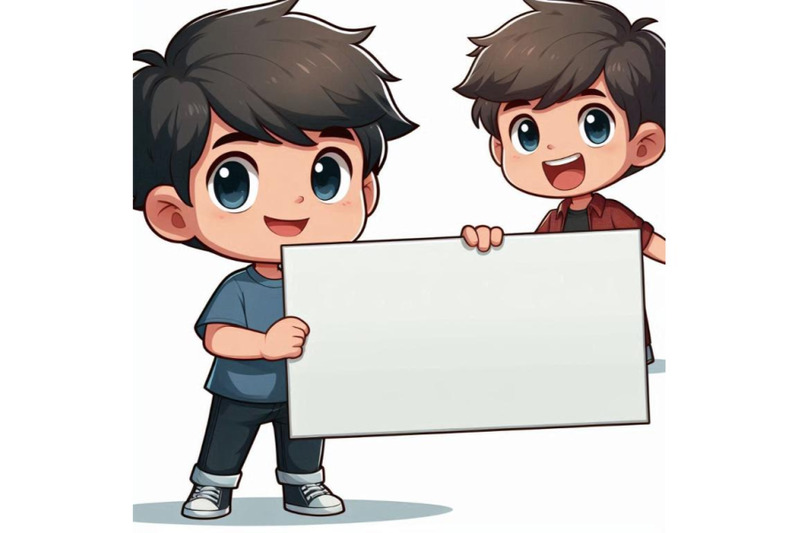 cartoon-kid-holding-a-blank-business-card