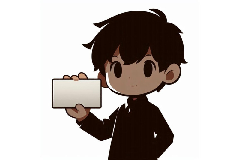 cartoon-kid-holding-a-blank-business-card