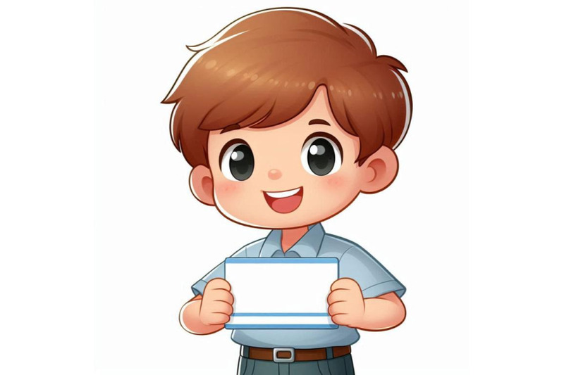 cartoon-kid-holding-a-blank-business-card