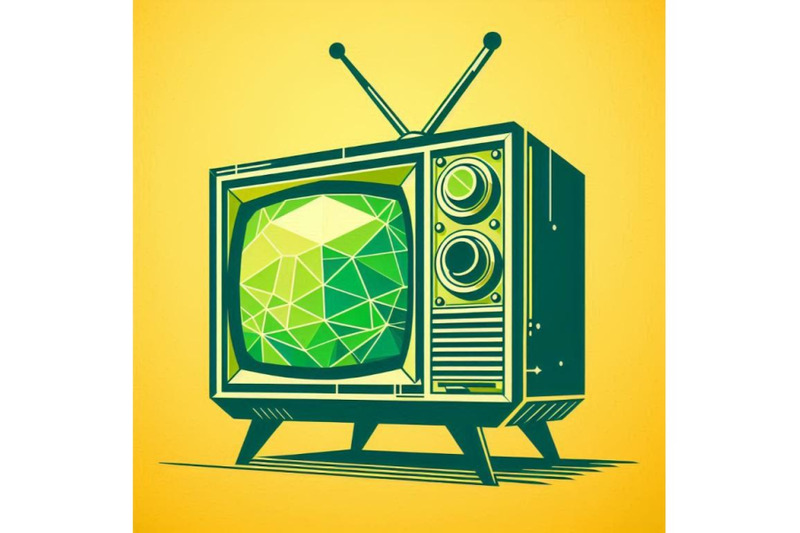 green-sihouette-of-retro-tv-on-white