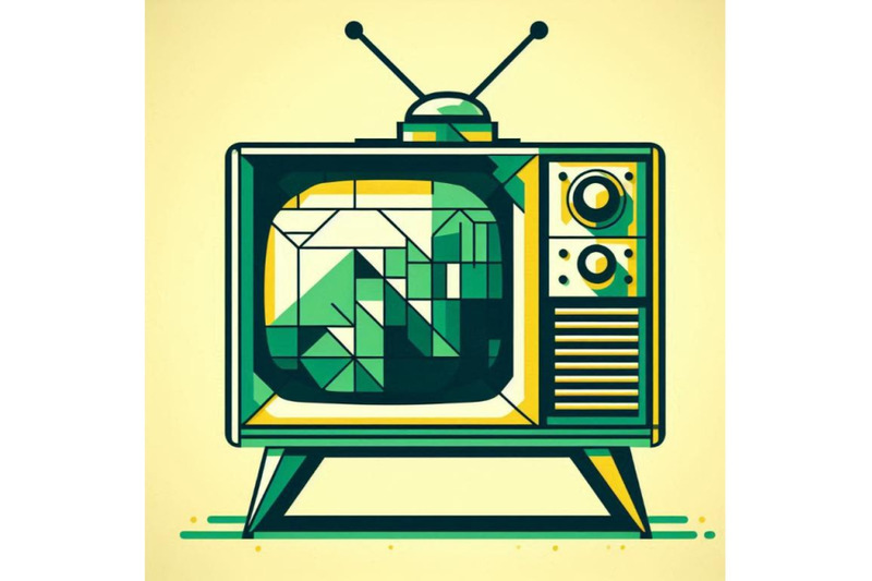 green-sihouette-of-retro-tv-on-white