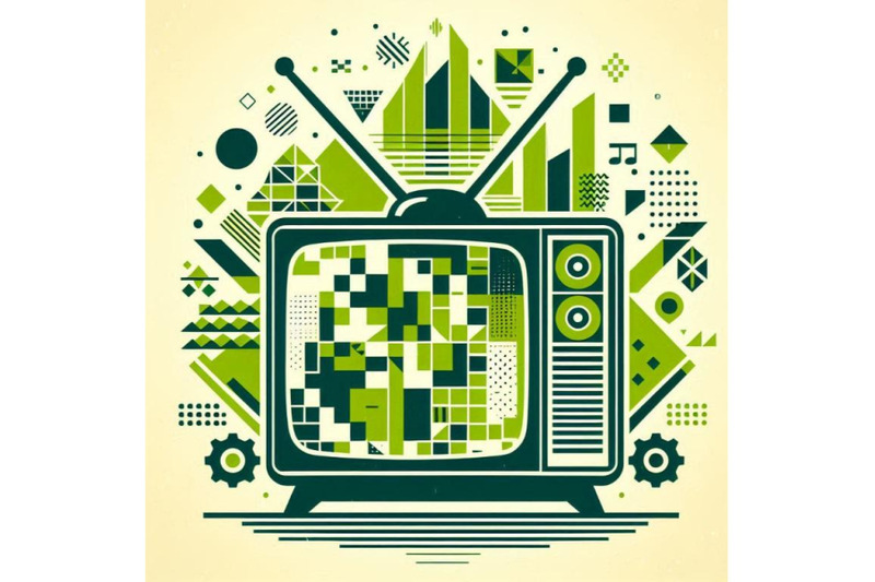 green-sihouette-of-retro-tv-on-white