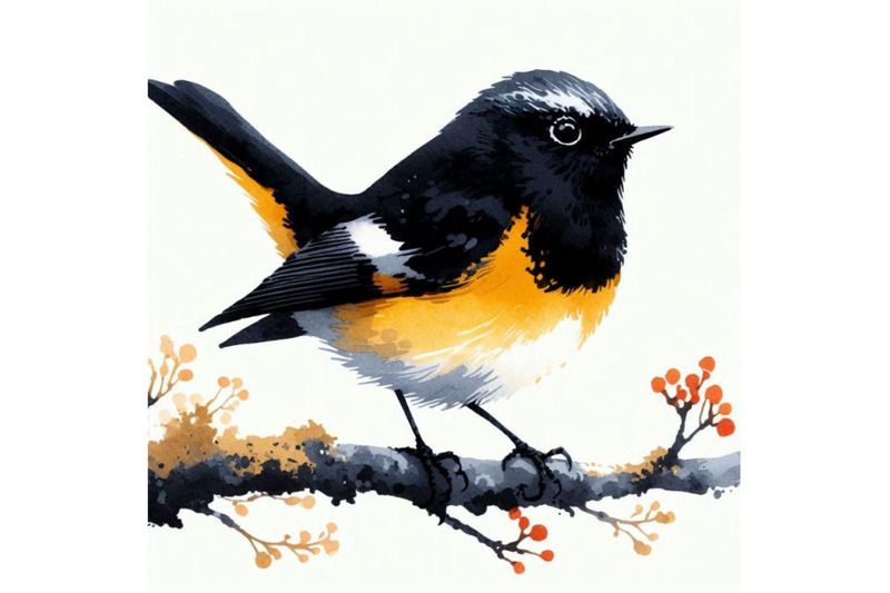 american-redstart-bird-watercolo