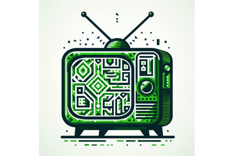 green-sihouette-of-retro-tv-on-white