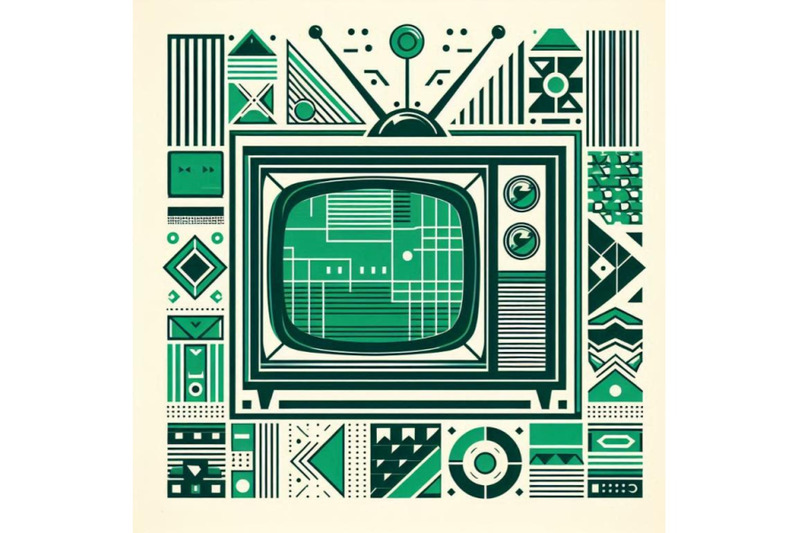 green-sihouette-of-retro-tv-on-white