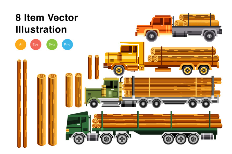 timber-truck-collection-illustration