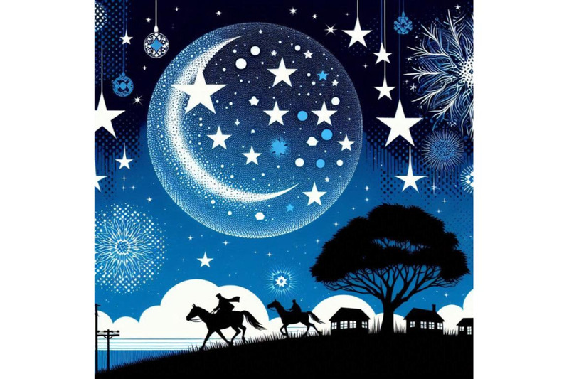 night-stars-holiday-blue-pop-art-backgroun