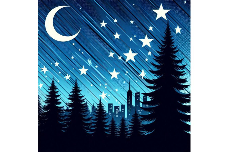 night-stars-holiday-blue-pop-art-backgroun