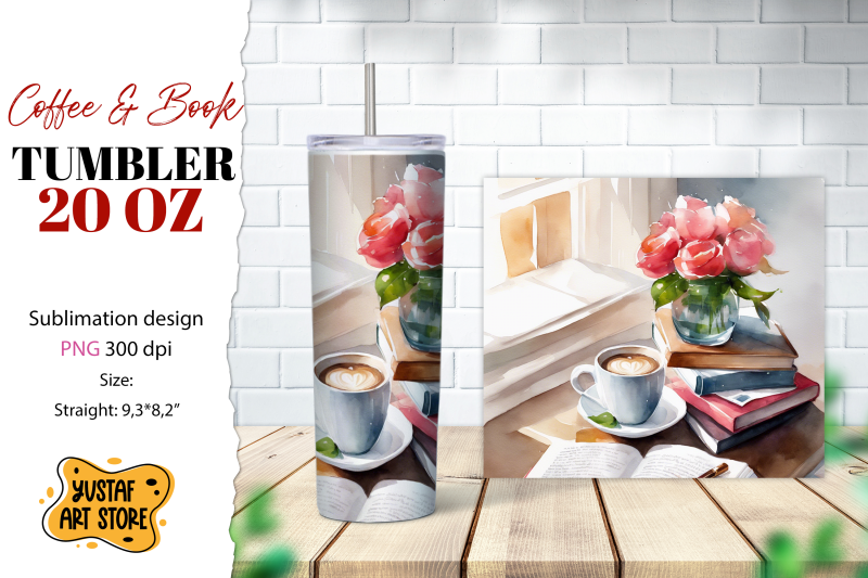 coffee-tumbler-wrap-coffee-and-book-sublimation-design