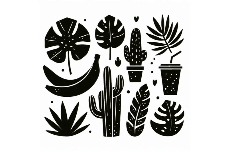 cute-tropcal-set-with-bananas-cacti-and-le