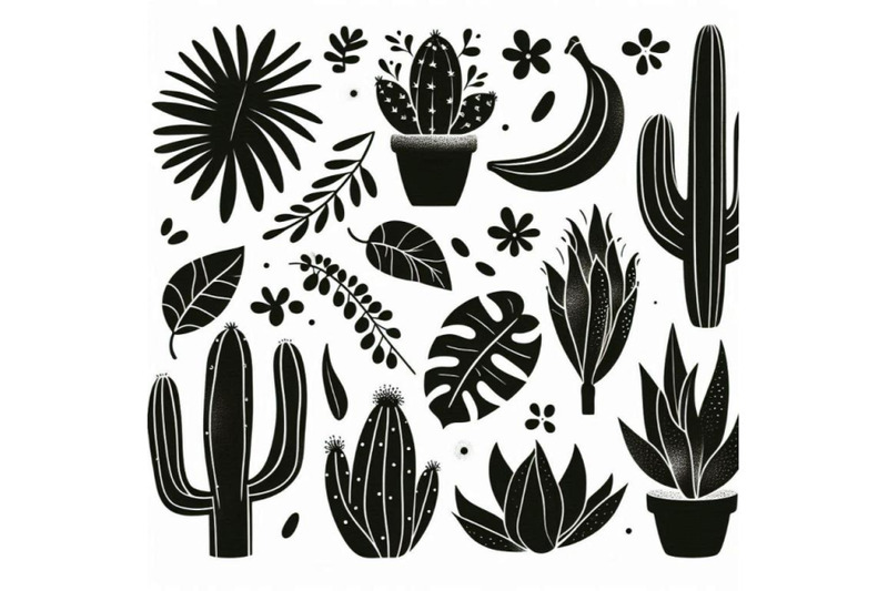 cute-tropcal-set-with-bananas-cacti-and-le