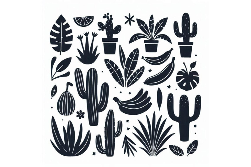 cute-tropcal-set-with-bananas-cacti-and-le