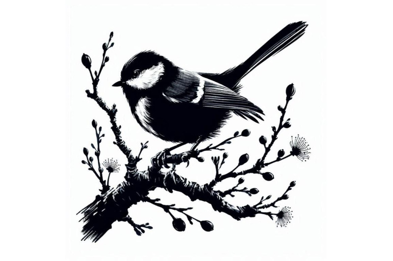 hand-painted-tit-bird-on-the-branch