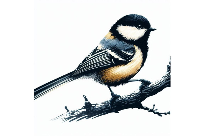 hand-painted-tit-bird-on-the-branch