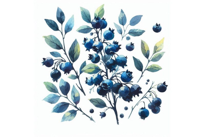 watercolor-blueberries-white-bac