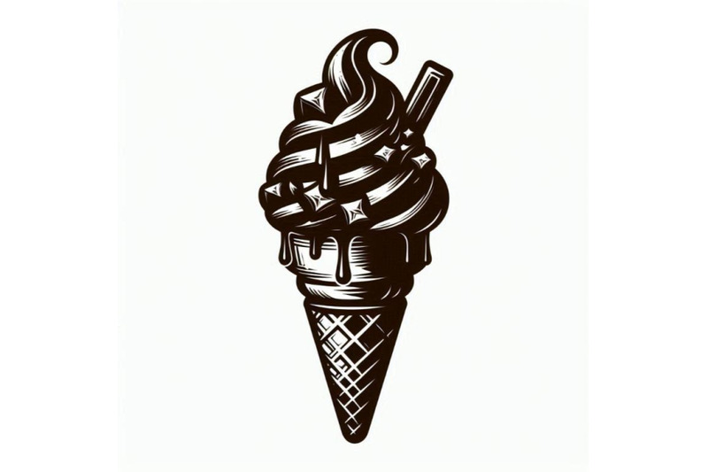 chocolate-ice-cream-cone-on-a-white-back