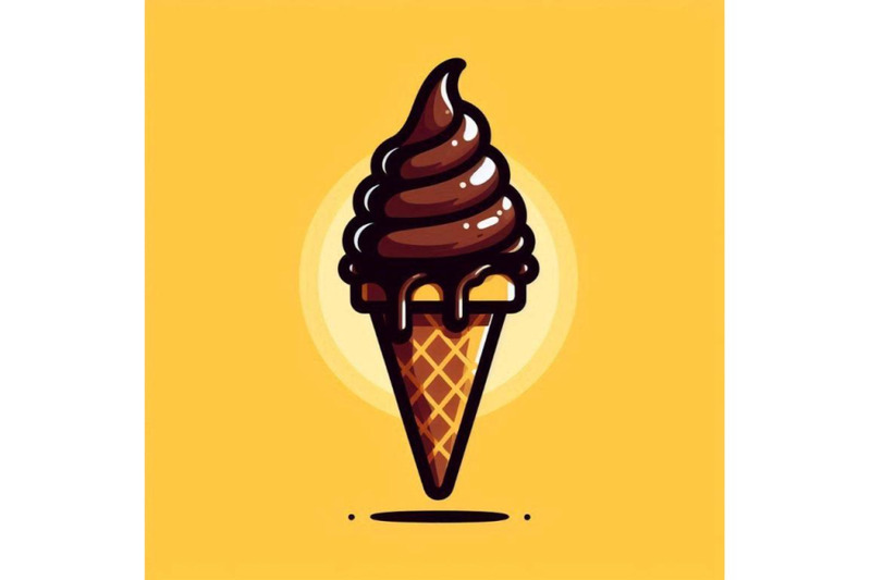 chocolate-ice-cream-cone-on-a-w