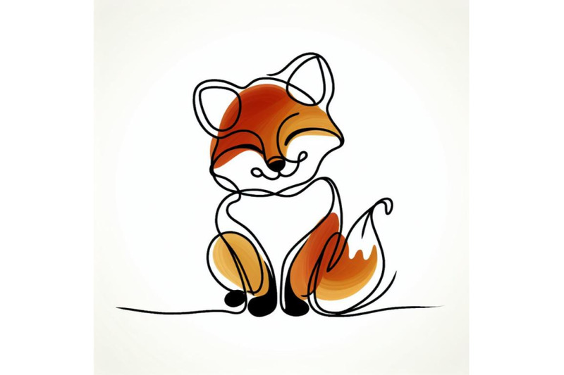 01-cute-little-fox-continuous-line-drawing-abs