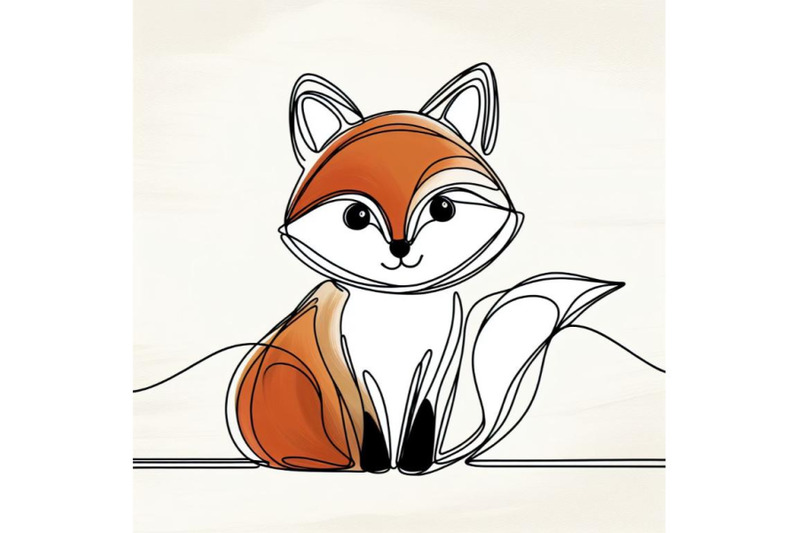 01-cute-little-fox-continuous-line-drawing-abs