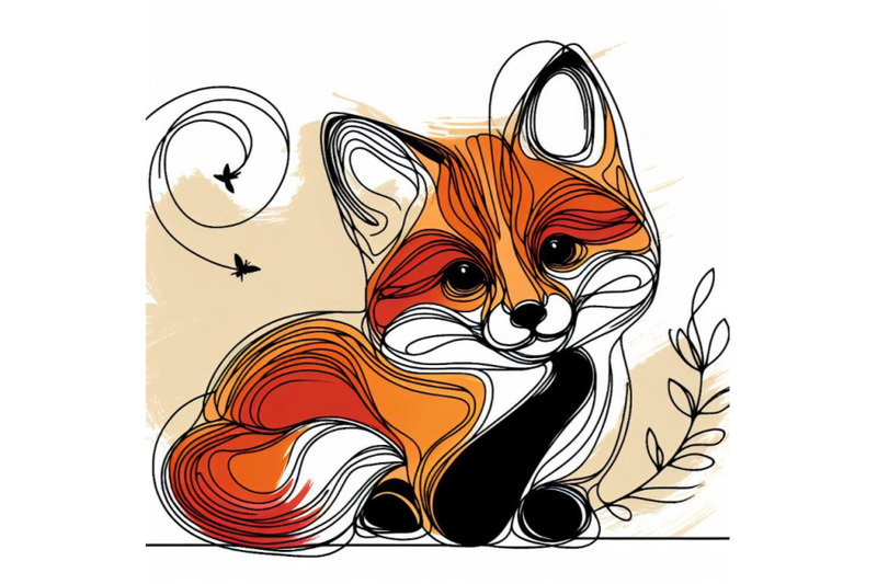 01-cute-little-fox-continuous-line-drawing-abs