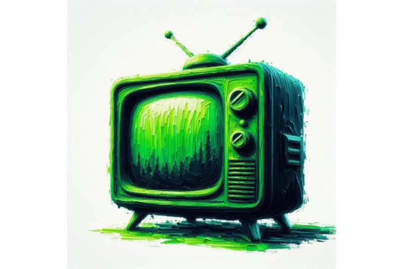 01-green-sihouette-of-retro-tv-on-white