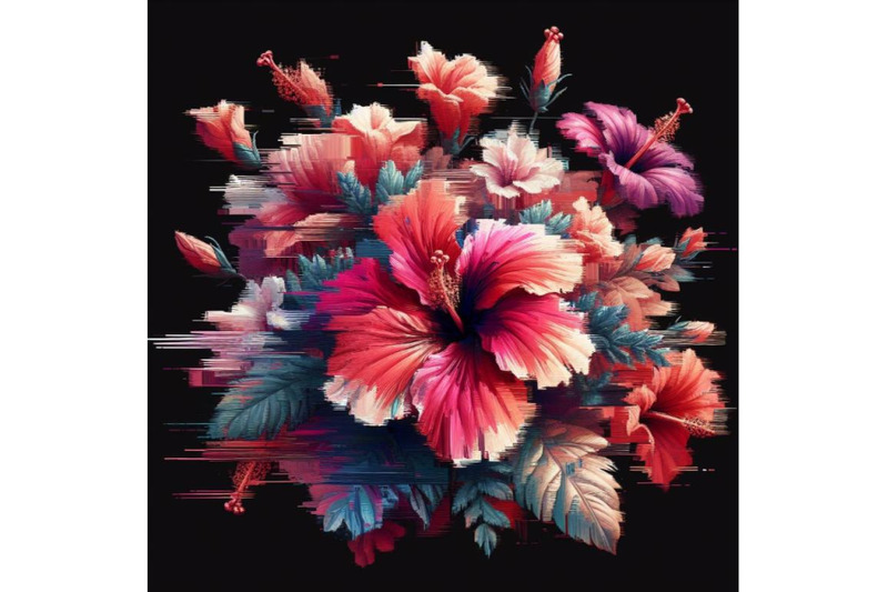 01-hibiscus-in-glitch-art-style-on-dark-backgr