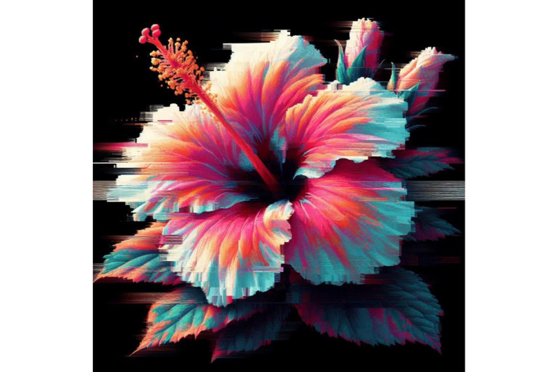 01-hibiscus-in-glitch-art-style-on-dark-backgr