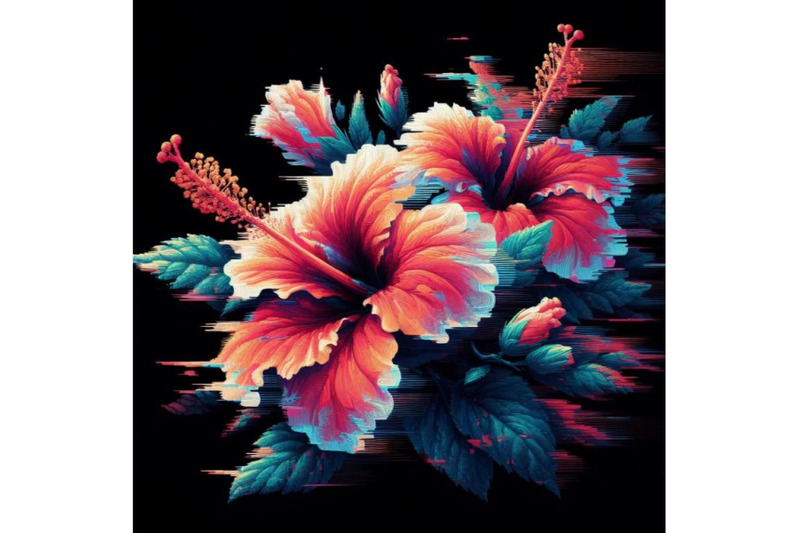 01-hibiscus-in-glitch-art-style-on-dark-backgr