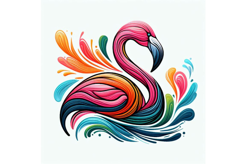 01-ine-art-colorful-abstract-bird-flamingo-logo