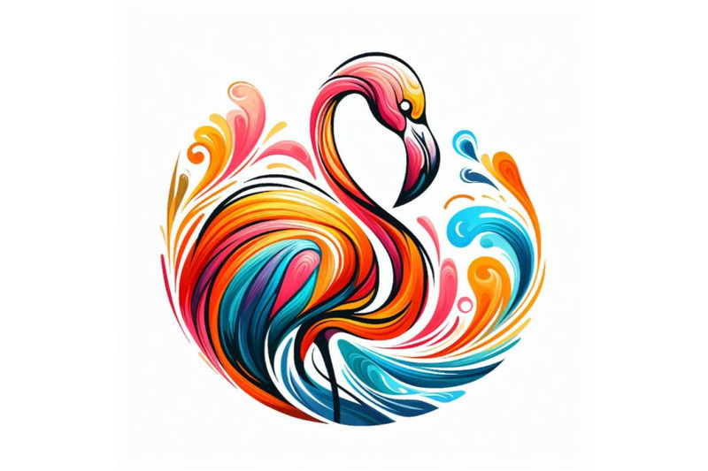 01-ine-art-colorful-abstract-bird-flamingo-logo