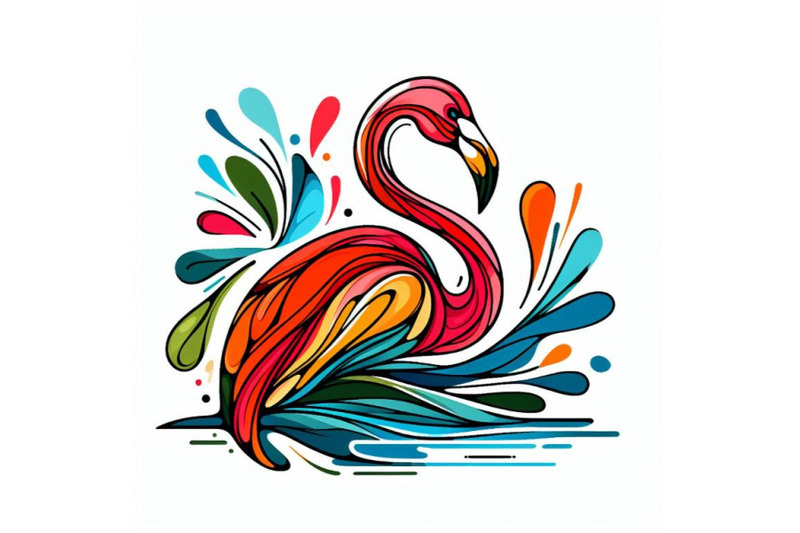 01-ine-art-colorful-abstract-bird-flamingo-logo