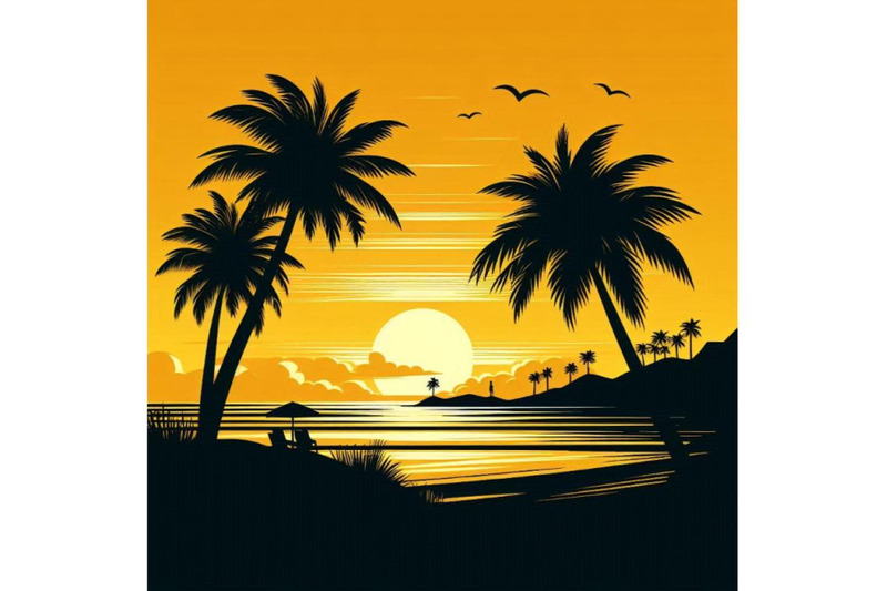 sunset-on-the-beach-with-palm-si