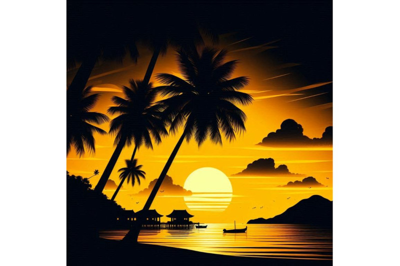 sunset-on-the-beach-with-palm-si