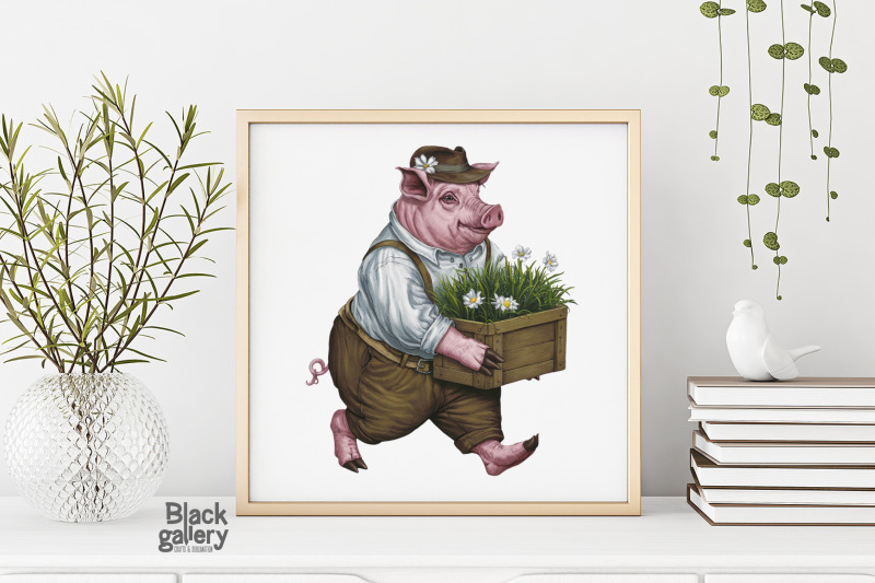 cute-animal-gardener-water-color-png