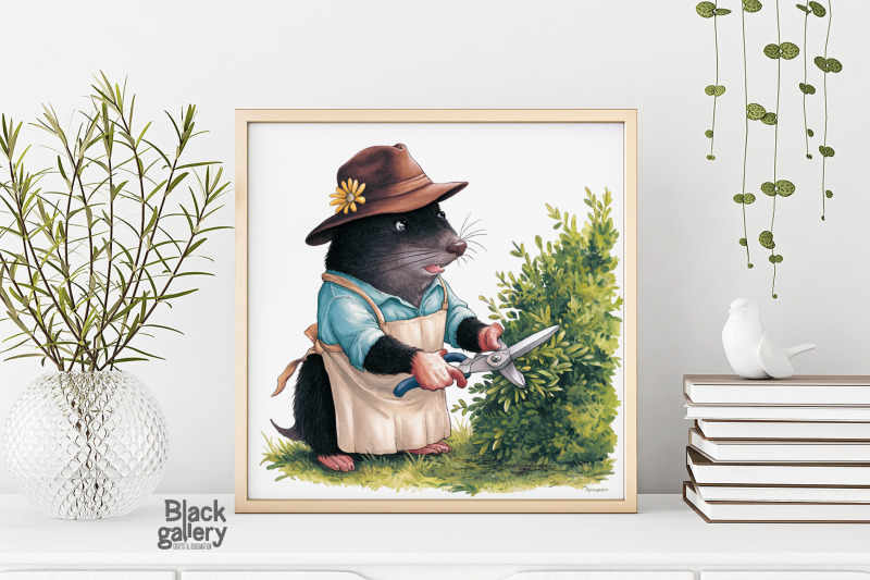 cute-animal-gardener-water-color-png