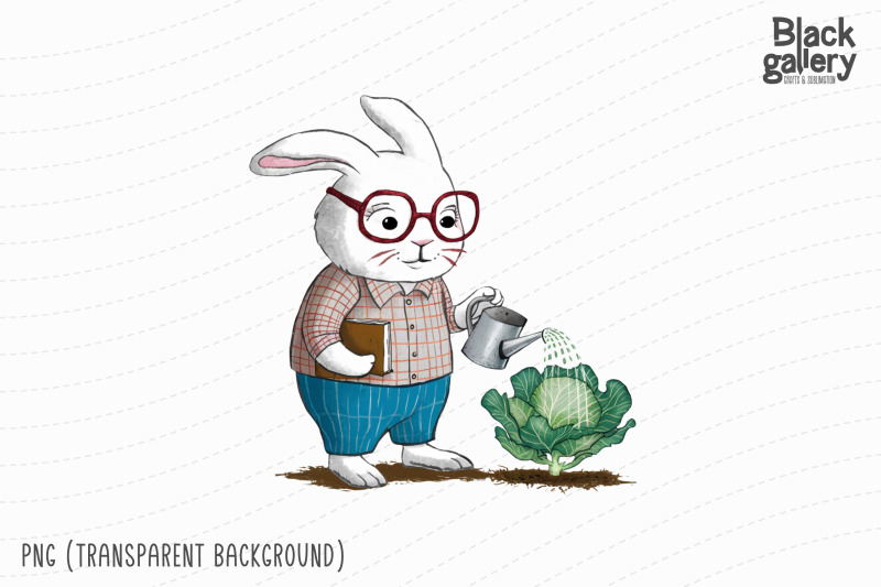 cute-animal-gardener-water-color-png